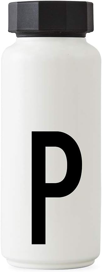 Design Letters Vacuum insulated wide mouth water bottle | 17 oz | Double Wall insulated tumbler in Stainless Steel | Thermo flask for travel and gym | BPA and BPS-free | White