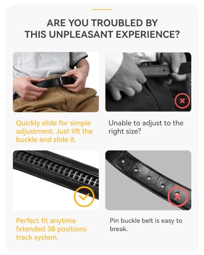 Image of CHAOREN Click Belts for Men 2 Pack - 1 3 /8 inch Leather Ratchet Belt | Trim to Fit, Gift Box, Micro-adjustable, Scratch Resistant Buckle, Formal Suits, Dress Pants, Casual Jeans, Golf
