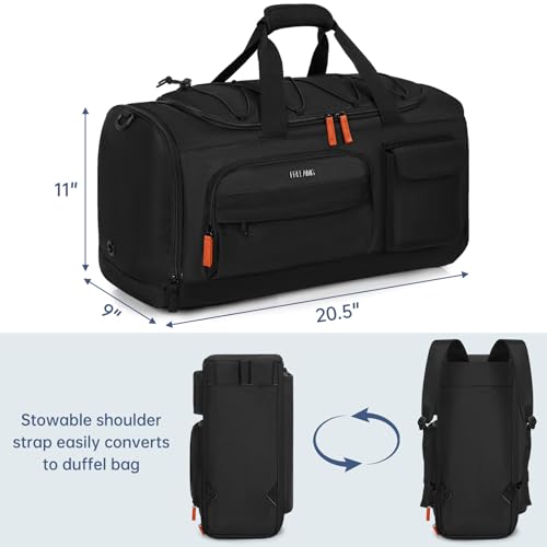 Gym Bag for Women & Men, Sports Travel Duffle Bag with Shoe Laptop Compartment, Anti-Theft Carry On Weekender Bag, Water Resistant Overnight Backpack for Airplane, Gym, Travel (Black)3