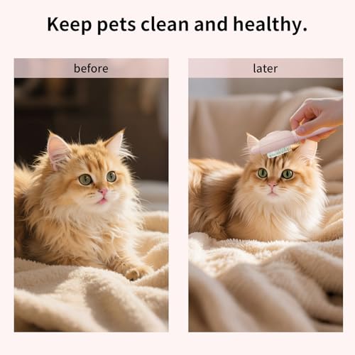 Image of Zoocozy Cat Brush for Shedding, Dog Deshedding Brush, Pet Hair Removal Tool for Puppy Pitten(Pink)