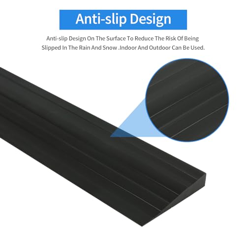 jackfru 200cm Übergangsprofil, Überstreifen für Türschwellen, selbstklebend Silikon-Bodenübergangsstreifen,Innenschräge über, Breite: 5cm, Höhe:1cm für Böden (1, Schwarz, 200x5x1cm)