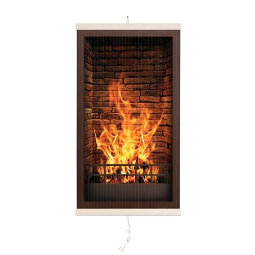 Easyheater - Calefactor eléctrico de 430 W – Panel calefactor de infrarrojos con diseño de chimenea – Panel radiante infrarrojo ultraplano de pared – Calefactor eficiente para habitaciones de hasta 12