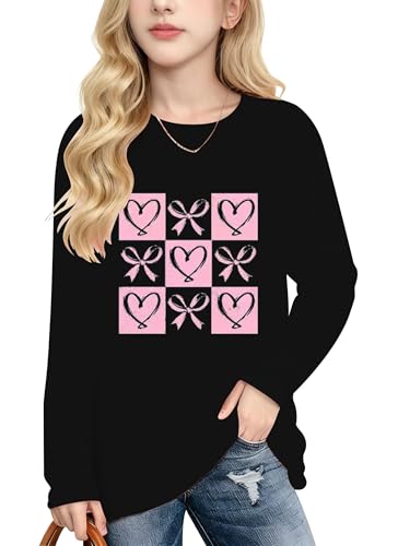 Image of Valentines Shirts for Girls Toddler Cute Love Heart Long Sleeve Casual Tee Tops
