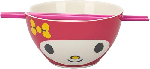 Bioworld My Melody Character Face - Tazón de ramen con palillos (20 onzas)
