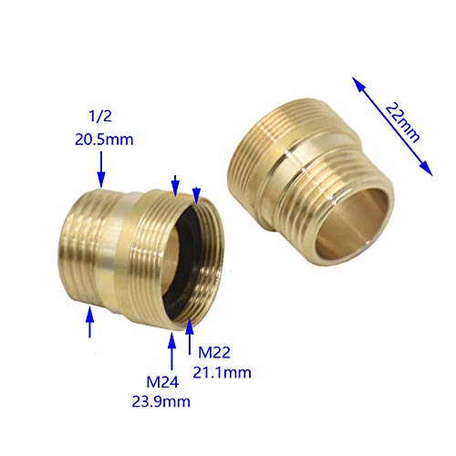 HATOOLHA Garden Faucet Adapter M22 Female/M24 Male Outer Thread To 1/2" Male Tap Accessories Drip Irrigation Fittings Connector for Faucet Adaptor Fitting - Image 2