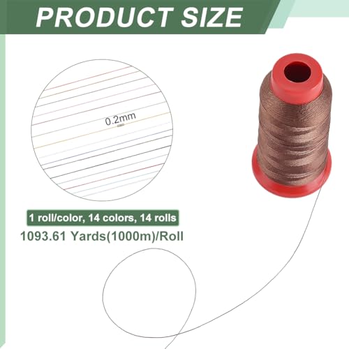 Set de 14 rollos de hilo de nylon 0.2mm de 1093 yardas miniatura 2