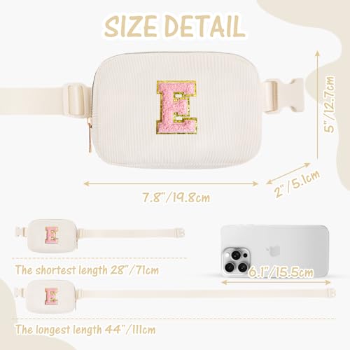 Image of Gitus Gifts for Teen Girls 10-12 12-14 14-16 16-18 Birthday Gifts for Girls Women Sister Teacher Initial Belt Bag Fanny Pack Crossbody Bags for Teen Girl Gifts Trendy Stuff Travel Essentials (Ivory-E)