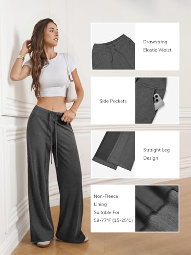 ATHMILE Sweatpants Women Fall Outfits Wide Leg Baggy Pants High-Waisted Drawstring Sweat Pants Fashion Joggers with Pocket2