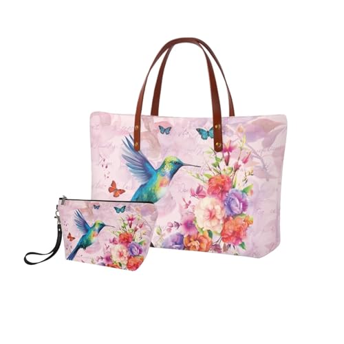 Image of 2PCS Tote Bag for Women Top Handle Purse with Wallet, Hobo Bag Tote Shoulder Bag with PU Cosmetic Bag
