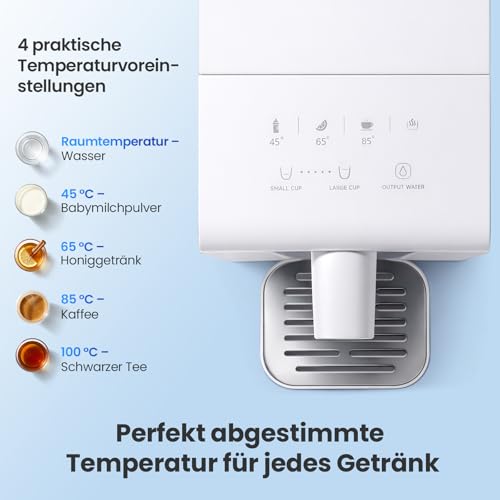Watus Heißwasserspender, Instant-Wasserspender, Wasserspender mit Filterung und Heizung, Enthält 3 Filterpatronen. Filtern Sie Wasser, um Kalk, Chlor, Blei und Kupfer im Leitungswasser zu reduzieren