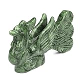 gemshan Handmade Jade Phoenix Statue - Natural Jade Phoenix Sculpture for Home Decor, Wild Animal Carved Figurine Collection Art Tabletop Home Decor