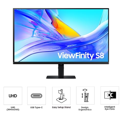 Samsung Monitor Hrm Viewfinity S8 (S37D800UAU), Flat, 37'', 3840X2160 (Uhd 4K), HDR10, 60Hz, 5Ms, Hdmi, Dp, Ingresso Audio, Pip, Pbp, Easy Setup Stand - 4