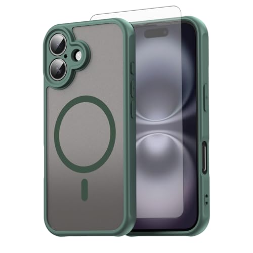 Coque iPhone 16 MagSafe Asuwish - Protection Vert Translucide Mat 6,1"