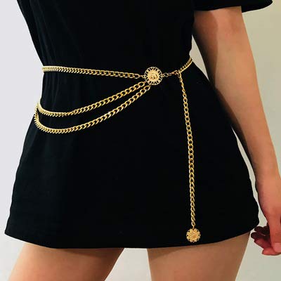 Ceinture à chaîne dorée pour femme, taille réglable, idéal pour jeans et robes vintage. Trois fils, alliage, Etichettalia unica, Métal – vue 2