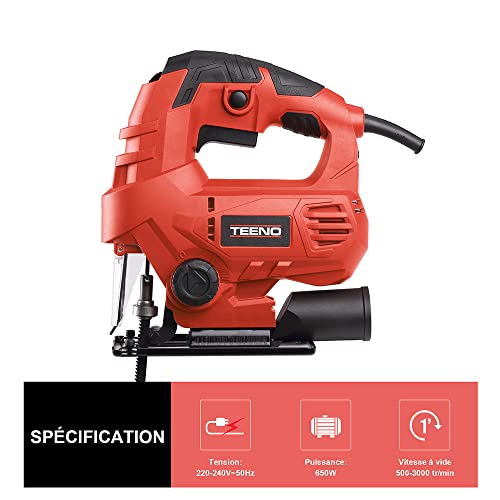 Teeno Stichsäge, Elektro-Stichsäge TEENO 600W, 6 einstellbare Geschwindigkeiten,Schnitttiefe Holz 65 mm, Metall 8 mm… – Bild 5