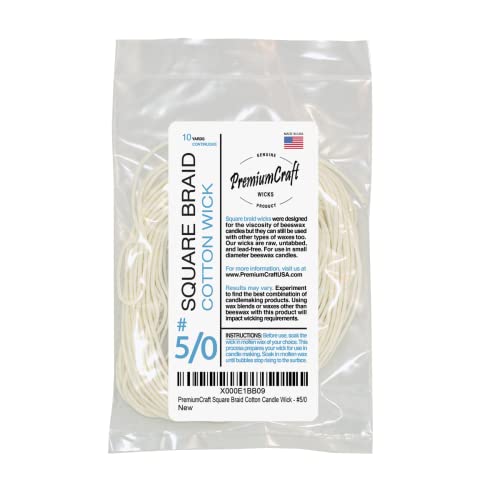 PremiumCraft Square Braid Cotton Candle Wick - #5/0