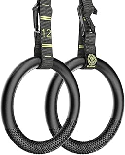 Gymnastic Rings with Adjustable Straps Buckle, Fitness Rings Suspension Trainer System for Exercise, Non-Slip Silicone Gym Rings Set for Home, Calisthenics, Workout, Training, Crossfit, Pull up Rings