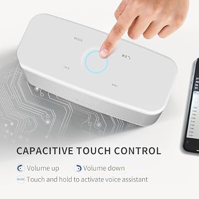 DOSS SoundBox Plus Bluetooth Speaker with Superior Sound, Bluetooth 5.0, Wireless Stereo Pairing, Built-in Mic, 20H Playtime, Portable for Hking, Beach, Camping. Outdoor, Home - White. Upgrade version