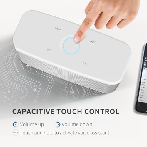 DOSS SoundBox Plus Bluetooth Speaker with Superior Sound, Bluetooth 5.0, Wireless Stereo Pairing, Built-in Mic, 20H Playtime, Portable for Hking, Beach, Camping. Outdoor, Home - White. Upgrade version - image 3