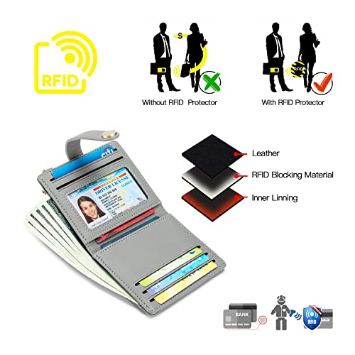 MUIIKOLA Slim Wallet,Geldbörse Damen Slim RFID-Blockierung,Leder Geldbörse Damen Klein,Kreditkartenhalter mit Schlüsselanhänger, Münzfach mit Reißverschluss – Bild 5