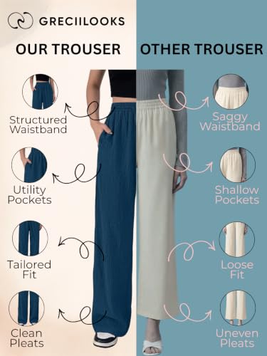 Image of GRECIILOOKS Women Trousers for Women | Women Trousers | Women's High-Waisted Pant | Women Trousers Pants | Korean Trousers for Women