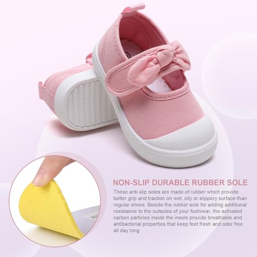 Toddler Girl's Canvas Sneakers Bowknot Mary Jane Flat Shoes for Kids School Uniform Shoes Dress Shoes…3