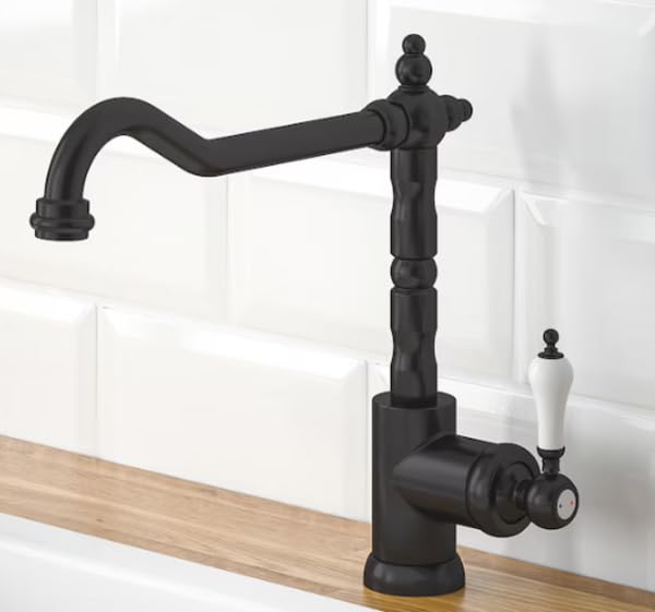 Robinet de Cuisine K025B - Mitigeur Cuisine Laiton - Collection Céphise - Facile à installer - Robinet Evier de Cuisine Pratique et Solide - Noir