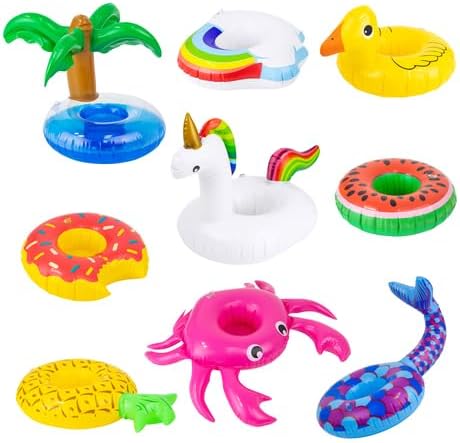 9 Pcs Cute 11.5 Inch Girl Doll Swim Accessories Set Swimming Pool Floaties Party Ring Inflatable Drink Holder for 11.5" Girl Dolls Pool Toys