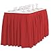 LTC LINENS Red Table Skirt for 4 Feet Rectangular or 48 Inch Round Table-14 ft Pleated Table Skirting Cloth Polyester for Banquet, Wedding, Trade Show