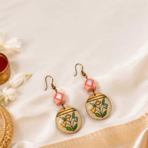 Image of Handcrafted Artistic & Tribal Earrings Collection for Women - Bohemian, Floral, Wooden & Ethnic Statement and Stud Designs