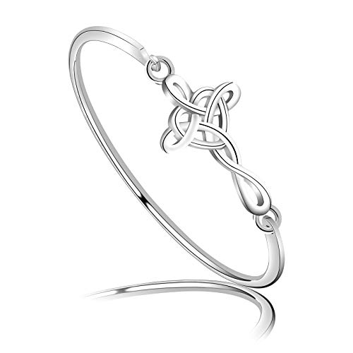 WSNANG Celtic Knot Cross Open Bangle Bracelet Religious Infinity Love Irish Celtics Jewelry Gift for Women(Celtic Knot SG)