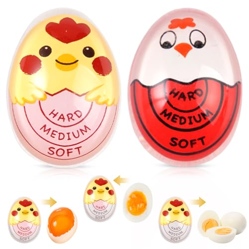 2 Stück Egg Timer Harz (Hart/Mittel/Weich), Eieruhr zum Mitkochen, Eggtimer, Egg Timer zum Mitkochen, Wiederverwendbarer Eggtime, Eieruhr Farbwechsel mit Farbwechsel für Zuhause, Schule, Restaurant