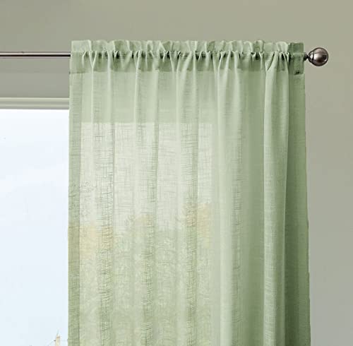 Image of HOMEMONDE Sheer Curtains 10 Feet Long Door Cotton Curtain - One Piece Transparent Sheer Curtain for Light Filtering & Rich Look with Rod Pocket (120 Inches, Mint Green)