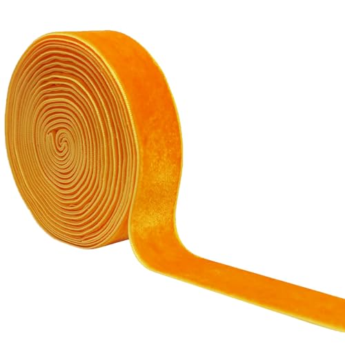 Qingxii Decorr Wedding Christmas Valentins Day Gift Box DIY Craft Decor Velvet Ribbon (Orange 1x2Yards)