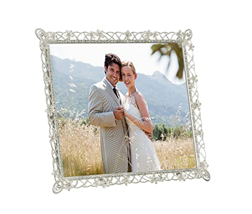 Licotom Wedding Picture Frame Silver Metal With Pearly White Flowers And Crystals 8 X10 Inch Photo Frame #TOP2