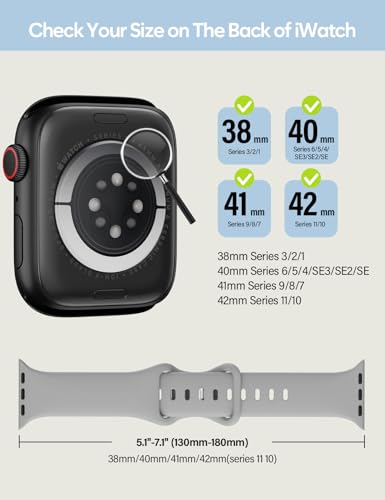 Image of Sport Silicone Band Compatible with Apple Watch Bands 40mm 38mm 41mm 44mm 45mm 42mm 49mm Women Men,Soft Wristband Waterproof Replacement Sport Strap for iWatch Bands Series 9 8 7 6 5 4 3 2 1 SE Ultra