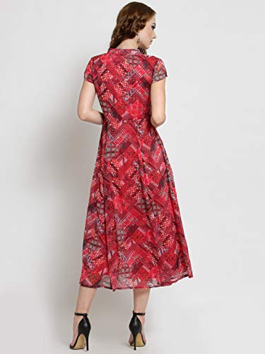 Image of Sera Red Fit and Flare Front Slit Dress