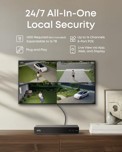 Image of eufy Security 4K NVR Security Camera System S4 Max (No HDD, Expandable to 16TB), Power Over Ethernet, Wired, 24 /7 Recording, Triple Lens Bullet-PTZ Cam, 360 PTZ, Cross-Cam Tracking, 8x Auto Zoom