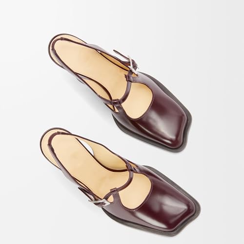 Arqa Slingback High Heel Pumps for Women Closed Asymmetric Wavy Toe 3.54 in Heels with Buckle Dress Shoes for Dating Party Working3