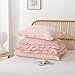 JANZAA Full Size Comforter Pink Comforter Set 3PCS 1 Ruffled Comforter Set and 2 Pillow Cases Blush Pink Bed Set Vintage Farmhouse Shabby Chic Bedding Soft All Season