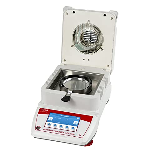 Ucla Scientific Moisture Anlyzer Spanish English Germany Menu Balance Meter 0.01% Readability 110G0.001G 110V 3 Drying Modes,Touch Screen Rs232 Interface Water Content Test #TOP1
