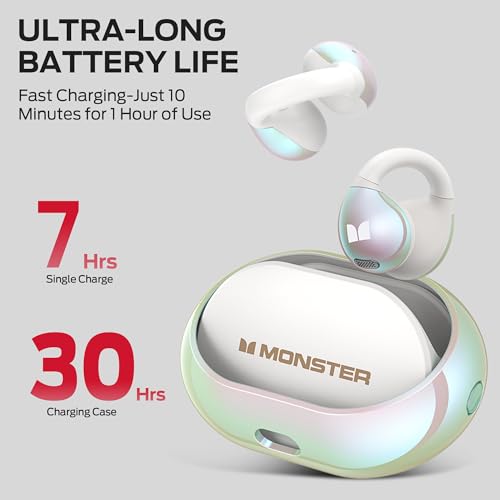 Monster Open Ear AC600 Headphones, Bluetooth 5.4 Wireless Headphones with HiFi Stereo Clip-on Headphones with ENC Clear Call, 21H Playtime, IPX6 Waterproof for Exercise Outdoor Sports by Monster - Image 4