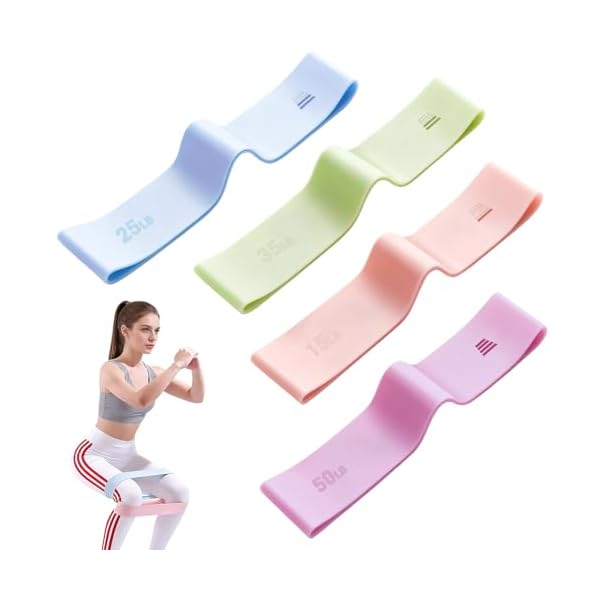 Resistance Bands for Working Out - 2/3/4 Pack Elastic Loop Exercise Band Set 15 25 35 50 lbs, Strength Training Stretching Home Gym Workout Bands for Pilates Yoga Leg Glute Arm Workout for Women Men