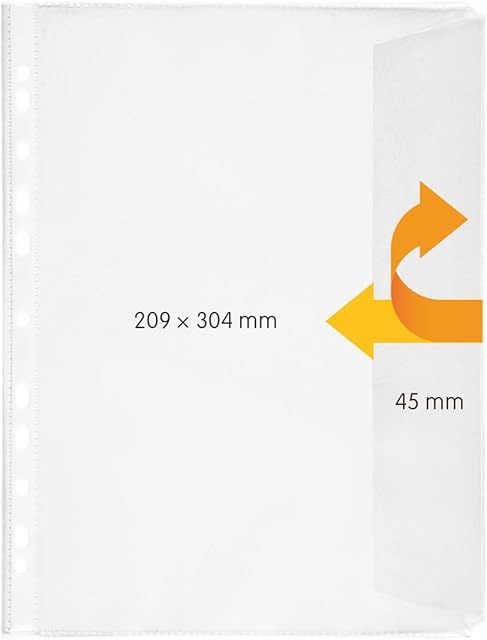 Perfect Line Arkusze Na Dokumenty Z Wkładką Z Otwartej Strony, Przezroczyste Kieszenie Z Klapką Do Przechowywania Folder Do Ochrony Dokumentów Plików Płyt, 20 Sztuk Przezroczysty
