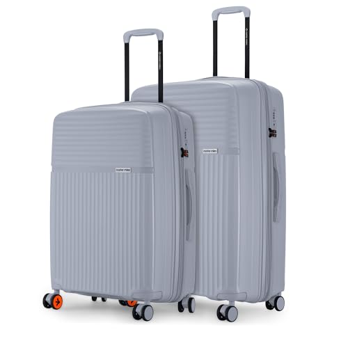 Image of Nasher Miles Krabi Expander Hard-Sided Polypropylene Luggage Set of 2 | 65cm & 75cm | 8 Wheels Medium & Large Trolley Bag for Travel | Suitcase (Grey)