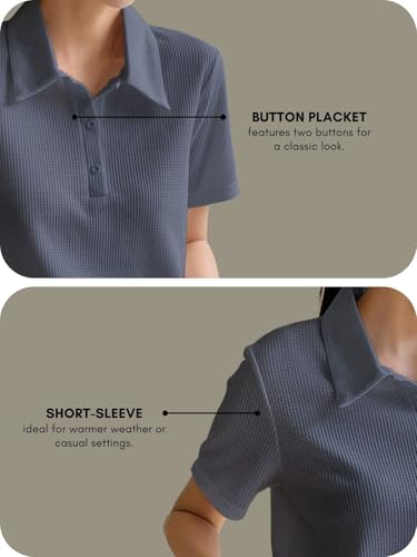 Image of Leriya Fashion Women's Summer Polo T-Shirt - Lightweight Breathable Short Sleeve Collared T-Shirt, Casual Loose Fit Everyday Top for Women