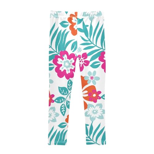 Flower Hibiscu Girls Leggings,Workout Leggings for Girls Toddler Athletic Leggings Size for 3-10T2