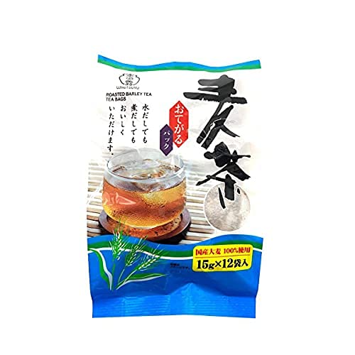 Ujinotsuyu Mugicha Teebeutel mit gerösteter Gerste, 15 g x 12 Beutel, 180 g – praktische Teebeutel für eine schnelle Tasse duftendem gerösteten Gersten-Tee.