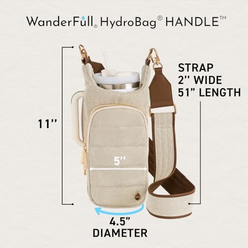 WanderFull® Original HydroBag® HANDLE™ Zipper Slot for Handle, Hands-Free Crossbody Water Bottle Holder & Tumbler Accessories3
