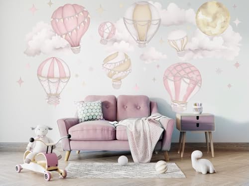 Vinilos Decorativos con Globos Aerostáticos Rosados 36"x36" miniatura 3